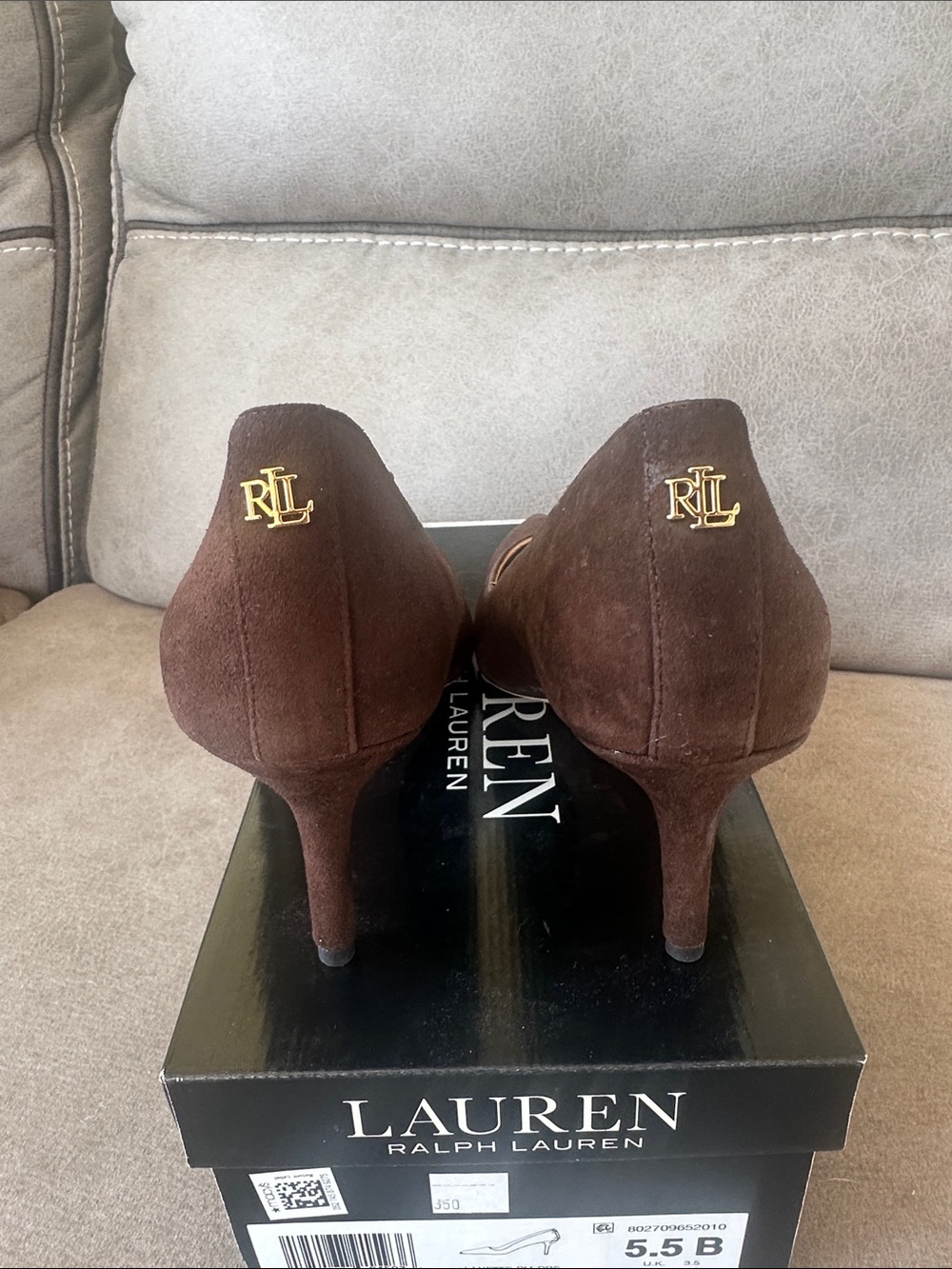 LAUREN Ralph Lauren Dark Brown Suede Pointed Toe Pumps - Picture 2 of 3
